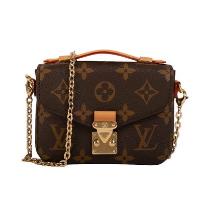 Mini designerska torba z monogramem Micro Metis LV torba przez ramię brązowa